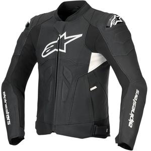 Chaqueta de moto de cuero Alpinestars Dusk Airflow en blanco y negro
