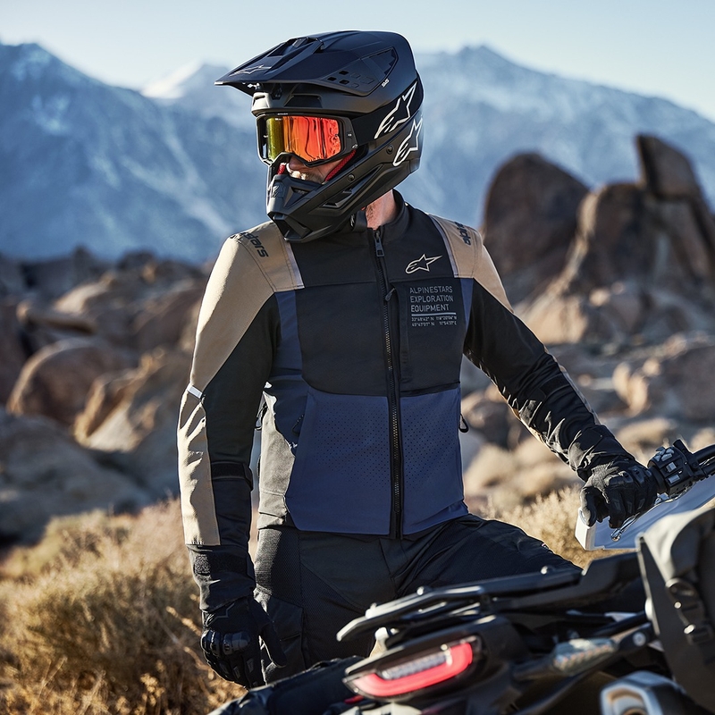 Chaqueta de moto Alpinestars ST-2 Air azul oscuro-caqui oscuro-negro