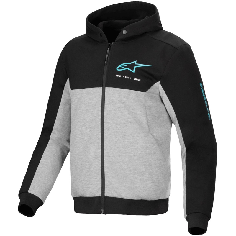 Sudadera de moto Alpinestars Chrome V2 Sport gris-negro-azul