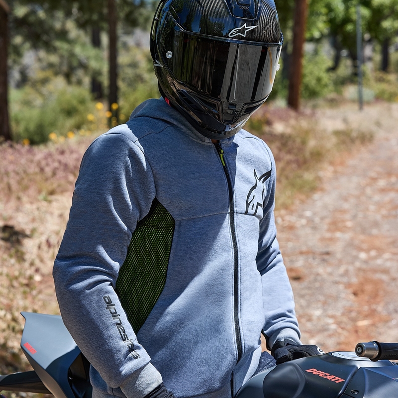 Sudadera de moto Alpinestars Chrome Air Sport en gris-negro-caqui oscuro