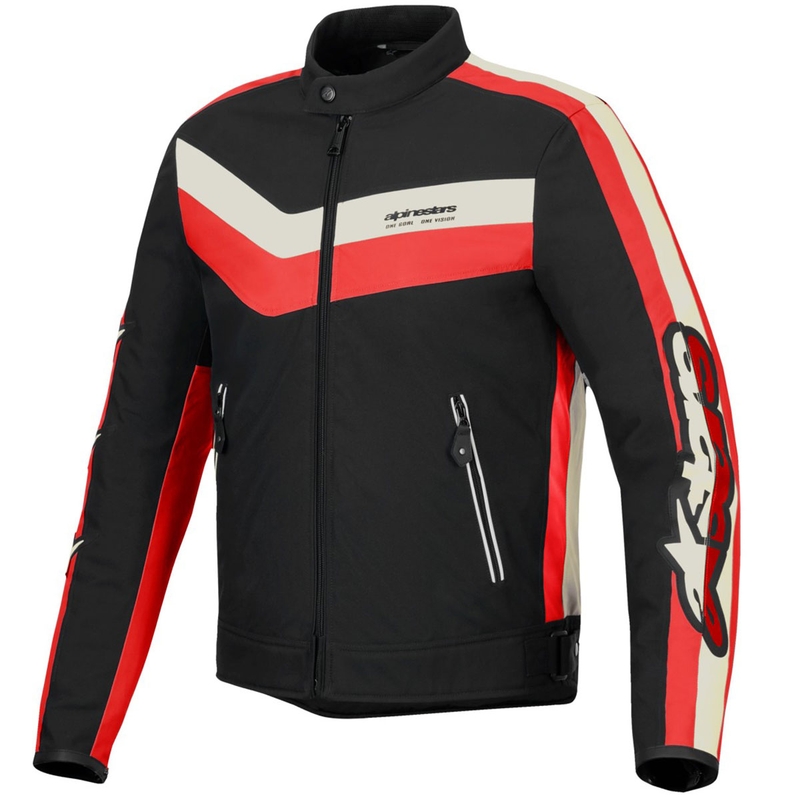 Chaqueta de moto impermeable Alpinestars T-Dyno (negro, rojo y beige)