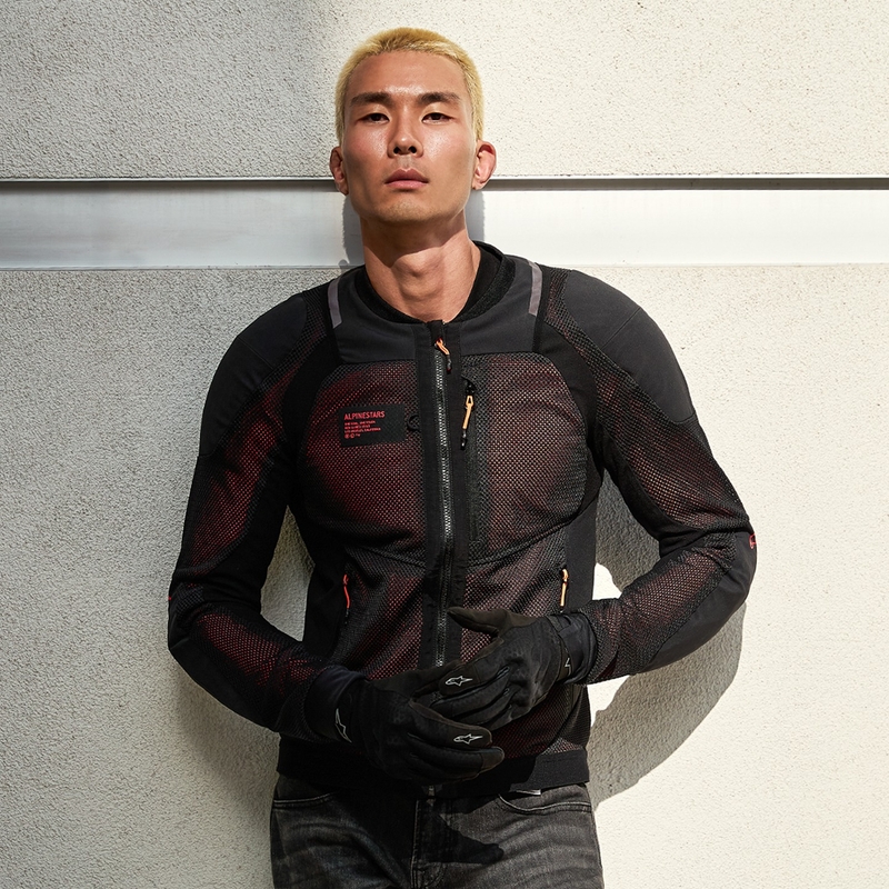 Chaqueta de moto Alpinestars TROOP-AIR PRO negra-roja fluorescente