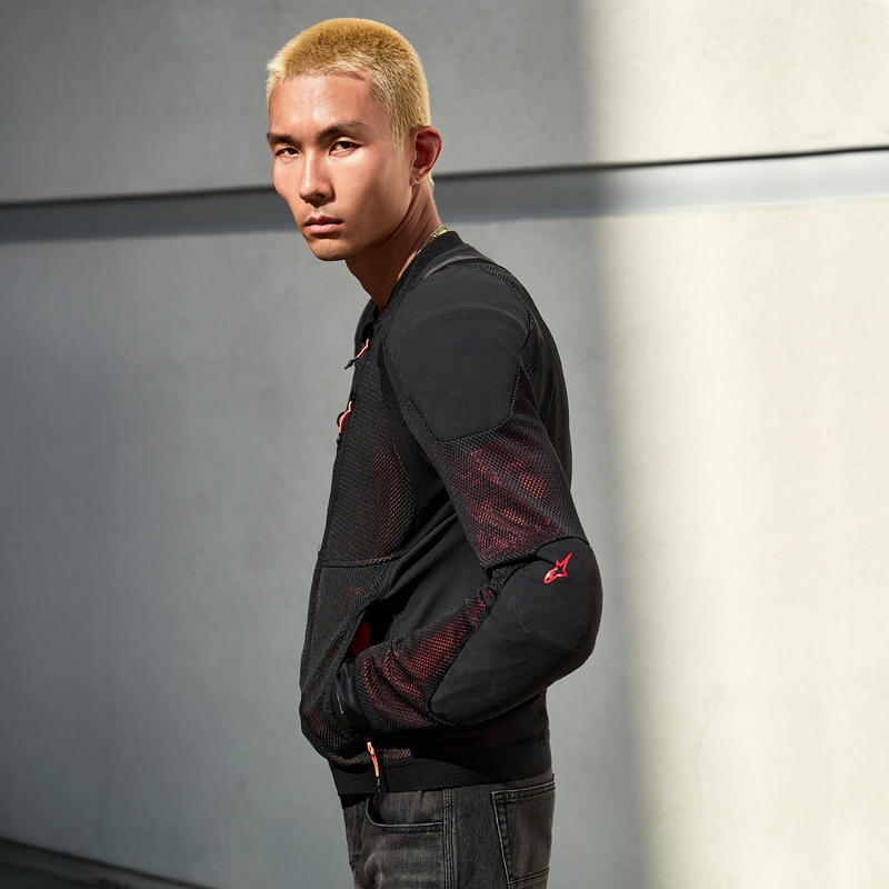 Chaqueta de moto Alpinestars TROOP-AIR PRO negra-roja fluorescente