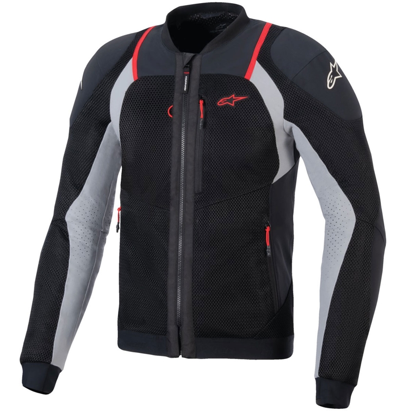 Chaqueta de moto Alpinestars TROOP-AIR PRO negra-gris claro-roja