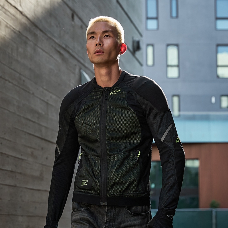 Chaqueta de moto Alpinestars TROOP-AIR negra-amarilla fluorescente