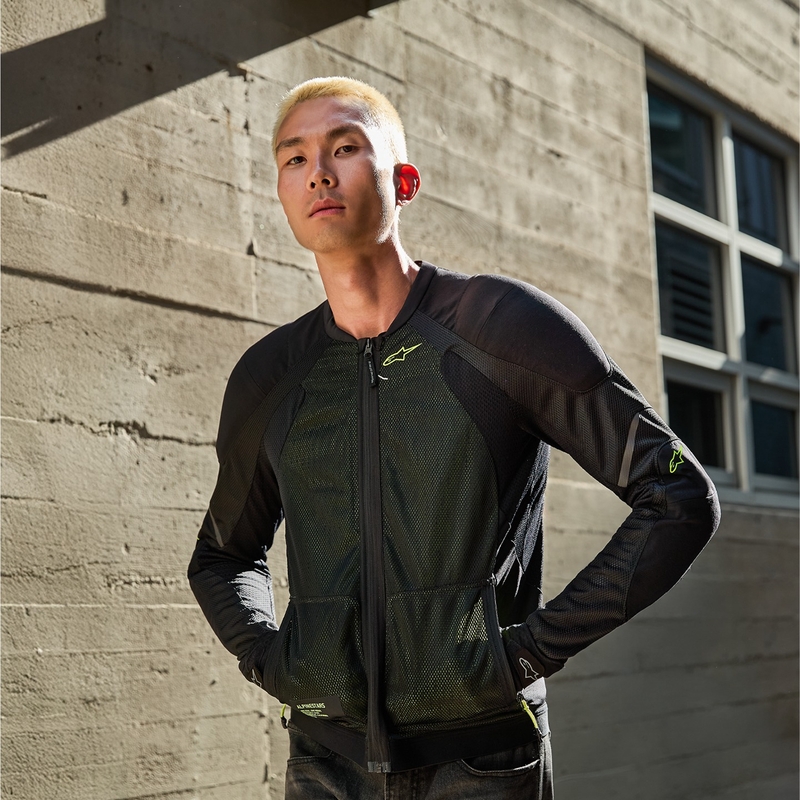 Chaqueta de moto Alpinestars TROOP-AIR negra-amarilla fluorescente