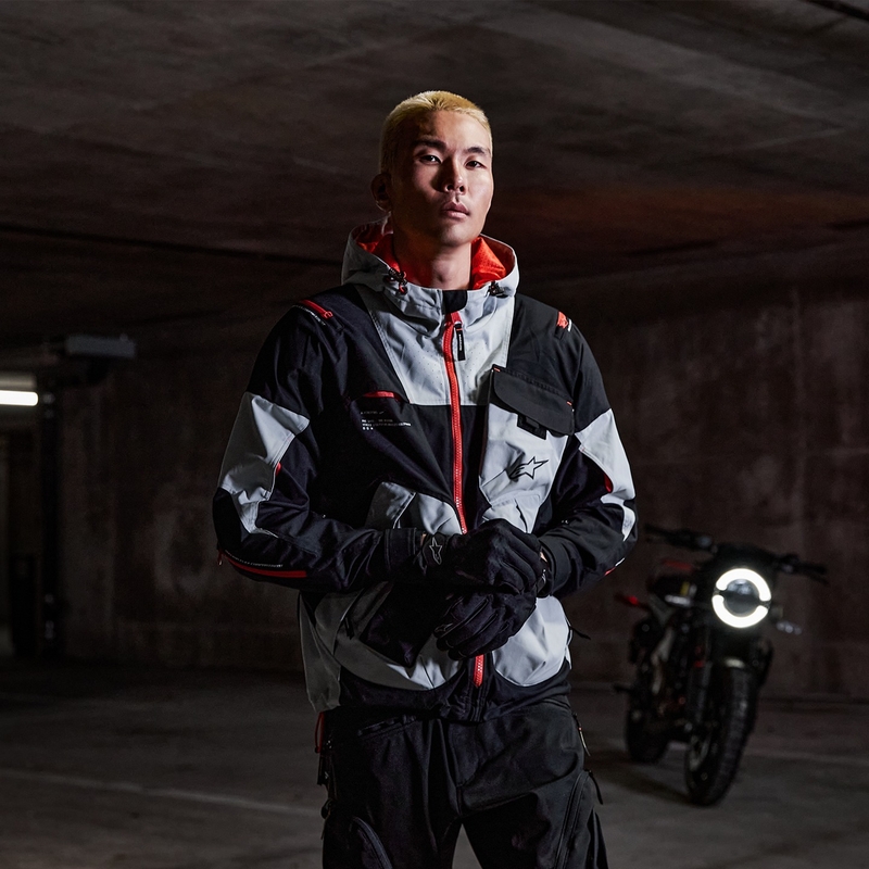 Chaqueta de moto Alpinestars MOGRESS AIR en negro-almendra-naranja