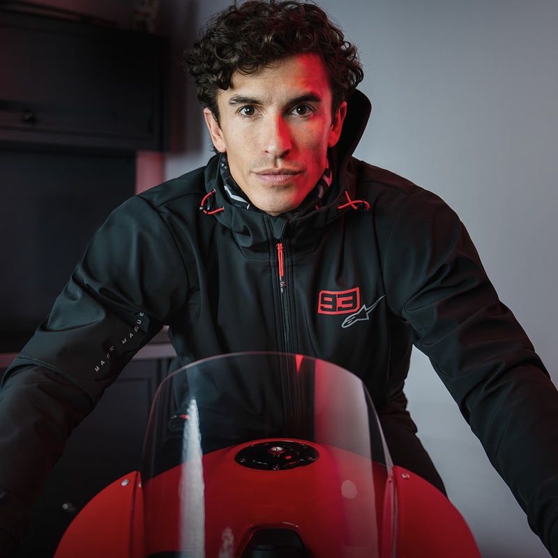 Sudadera de moto Alpinestars RADIUM TECH HOODIE MM93 negra, roja y gris