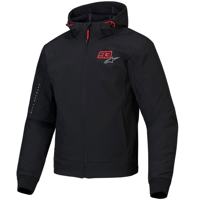 Sudadera de moto Alpinestars RADIUM TECH HOODIE MM93 negra, roja y gris