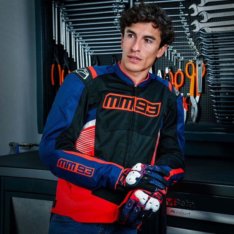 Chaqueta de moto Alpinestars T-SPS Air V2 MM93, colección fluorescente, rojo-azul-negro-blanco