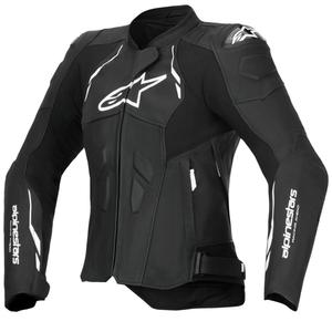 Chaqueta de moto de cuero para mujer Alpinestars Stella Dusk en blanco y negro
