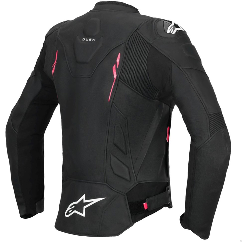 Chaqueta de moto de cuero para mujer Alpinestars Stella Dusk en negro, rosa y blanco