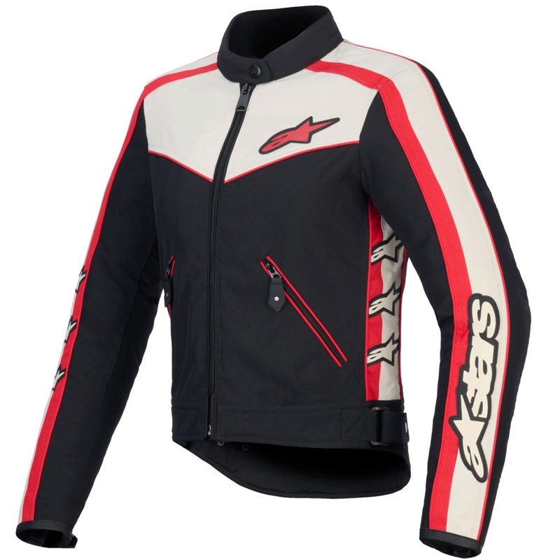 Chaqueta de moto impermeable para mujer Alpinestars Stella T-Dyno (negro, beige y rojo)