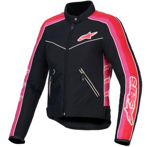 Chaqueta de moto impermeable para mujer Alpinestars Stella T-Dyno (negro, rojo y rosa)
