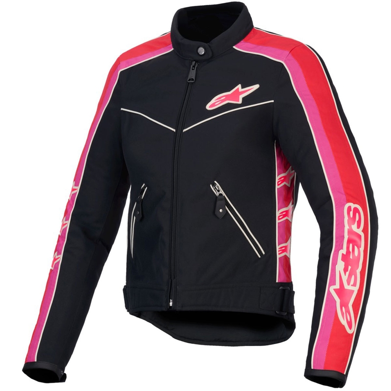 Chaqueta de moto impermeable para mujer Alpinestars Stella T-Dyno (negro, rojo y rosa)