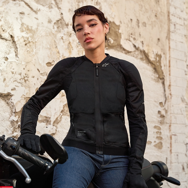 Chaqueta de moto para mujer Alpinestars STELLA TROOP-AIR negra-negra