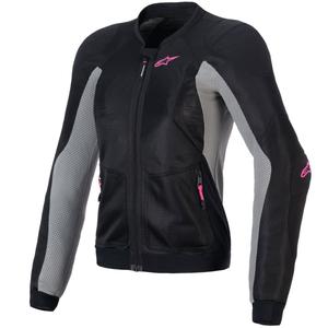 Chaqueta de moto para mujer Alpinestars STELLA TROOP-AIR en negro-gris-rosa fluorescente