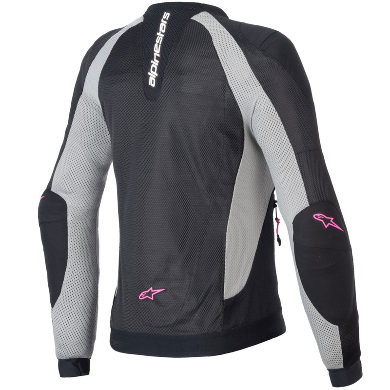 Chaqueta de moto para mujer Alpinestars STELLA TROOP-AIR en negro-gris-rosa fluorescente