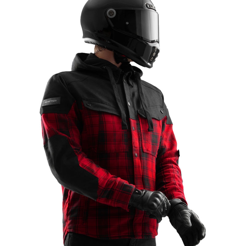 Camisa de moto Rebelhorn Shifter negra y roja