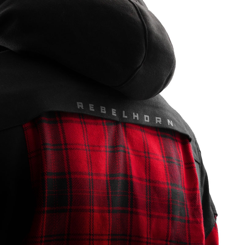 Camisa de moto Rebelhorn Shifter negra y roja