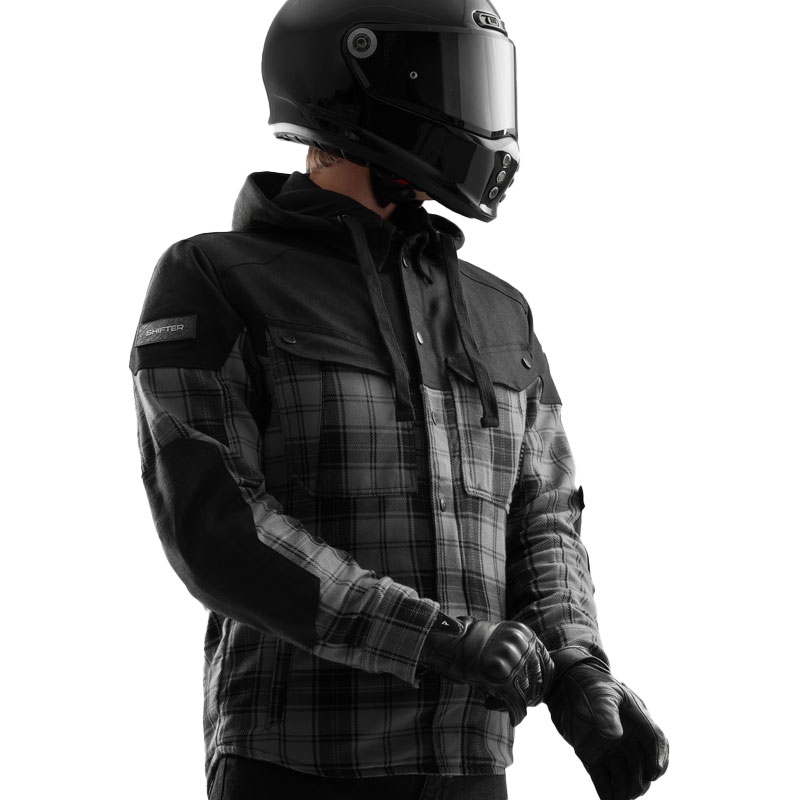 Camisa de moto Rebelhorn Shifter negra y gris