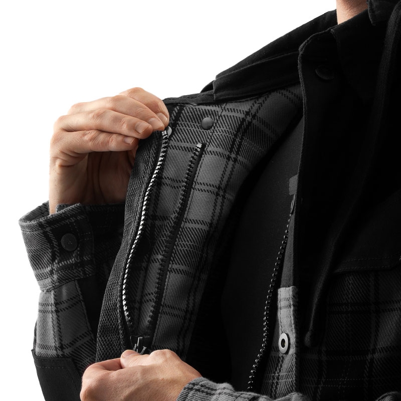 Camisa de moto Rebelhorn Shifter negra y gris