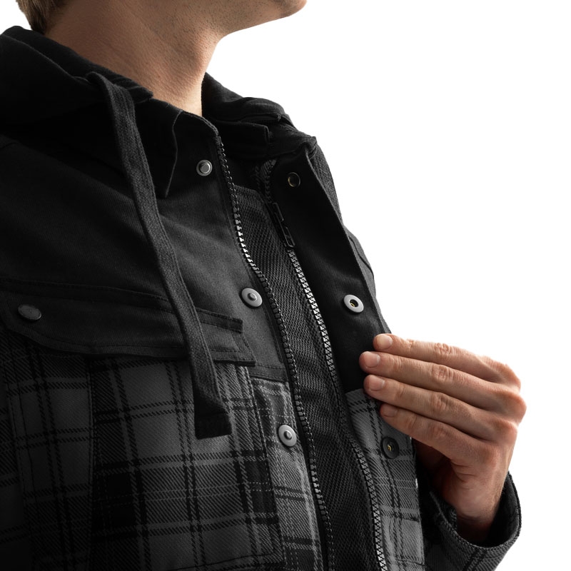 Camisa de moto Rebelhorn Shifter negra y gris