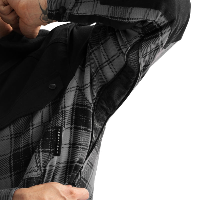 Camisa de moto Rebelhorn Shifter negra y gris
