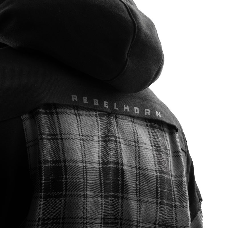Camisa de moto Rebelhorn Shifter negra y gris