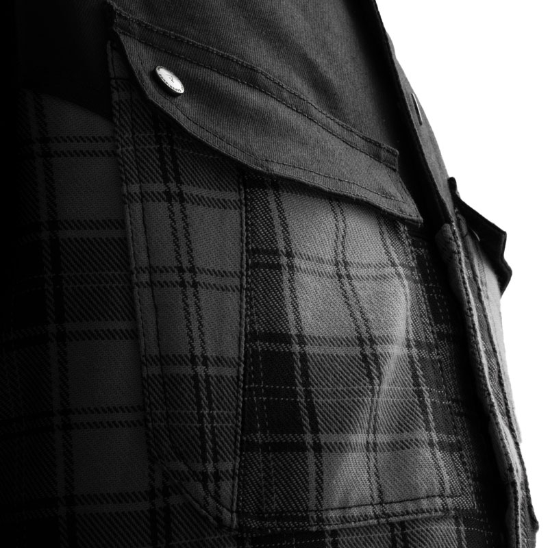 Camisa de moto Rebelhorn Shifter negra y gris