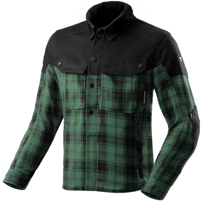 Camisa de moto Rebelhorn Shifter negra y verde