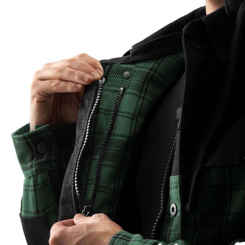 Camisa de moto Rebelhorn Shifter negra y verde