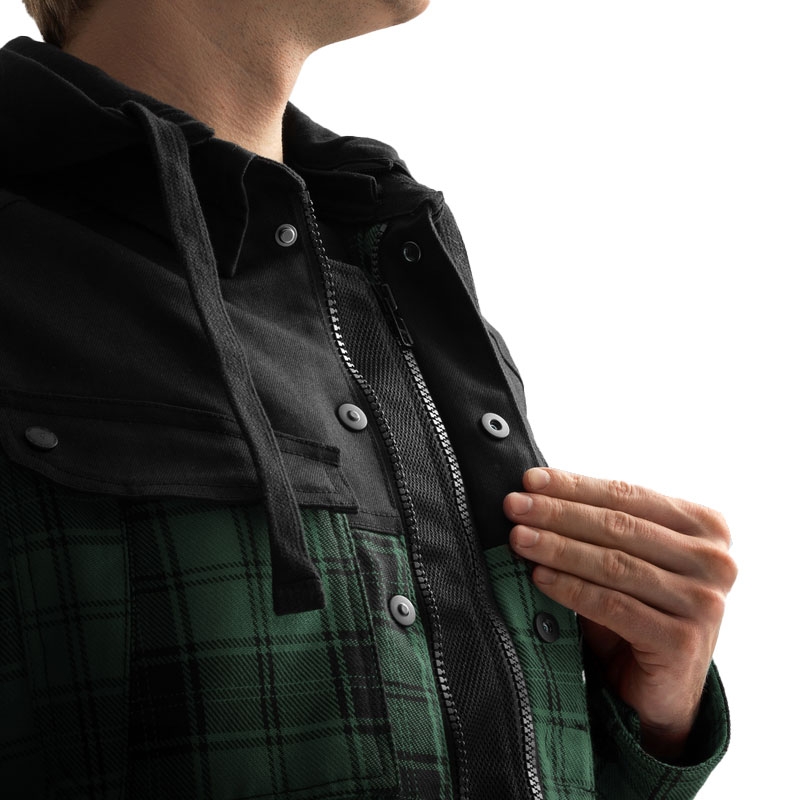 Camisa de moto Rebelhorn Shifter negra y verde