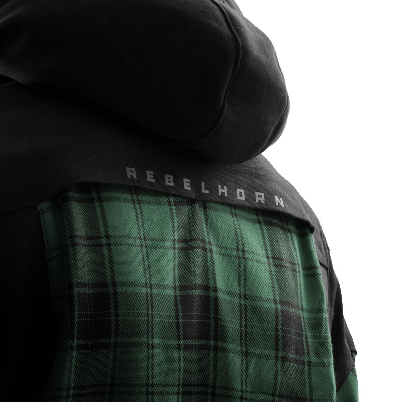 Camisa de moto Rebelhorn Shifter negra y verde