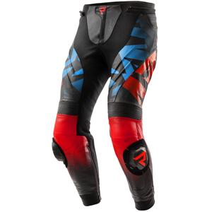 Pantalones de moto de cuero Rebelhorn Inferno negro-azul-blanco-rojo