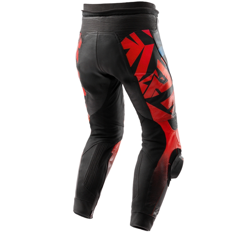 Pantalones de moto de cuero Rebelhorn Inferno negro-azul-blanco-rojo