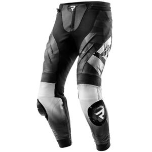 Pantalón de moto de cuero Rebelhorn Inferno blanco y negro