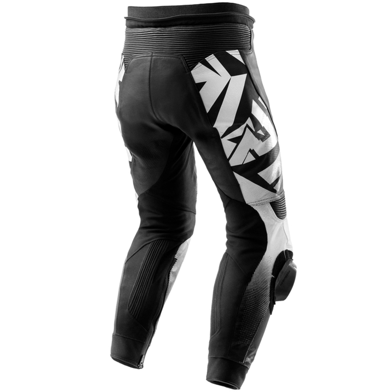 Pantalón de moto de cuero Rebelhorn Inferno blanco y negro