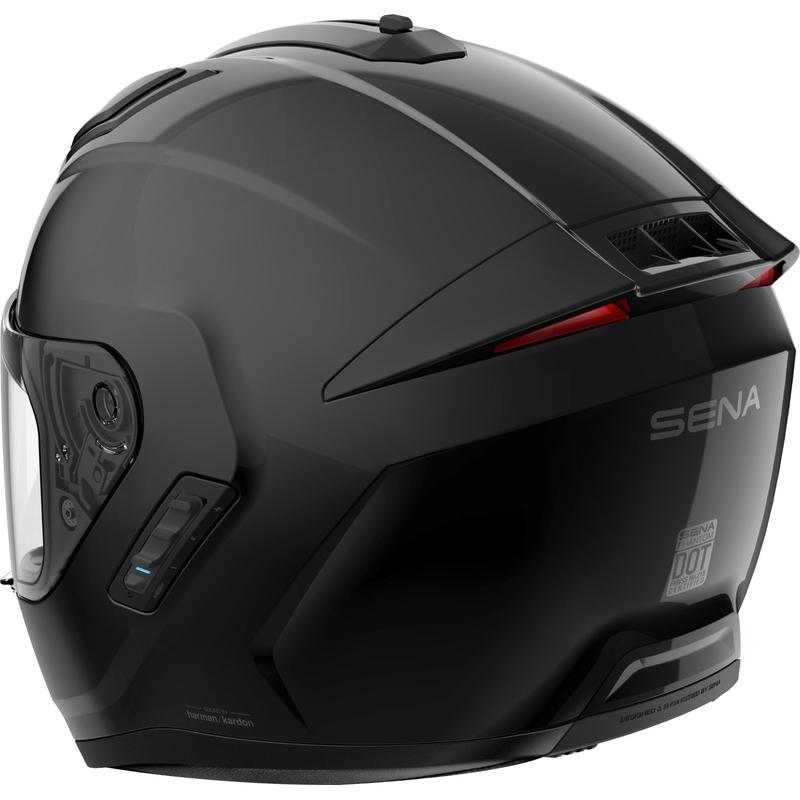 Casco integral de motocicleta SENA con auriculares Phantom, negro brillante
