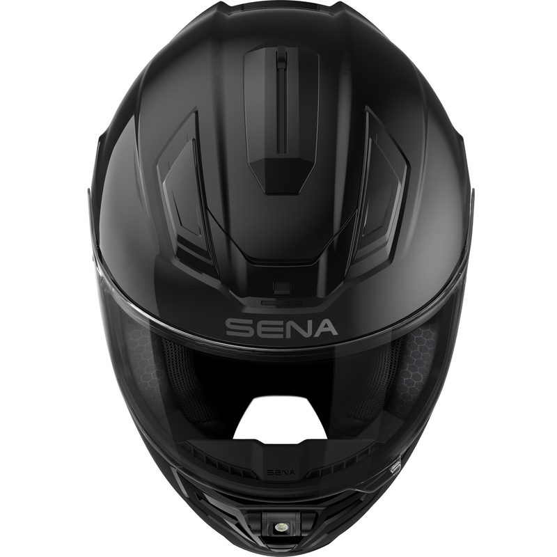 Casco integral de motocicleta SENA con auriculares Phantom, negro brillante
