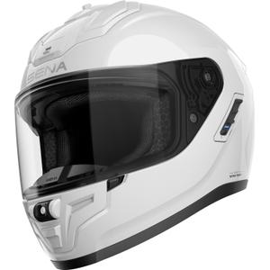 Casco integral de motocicleta SENA con auriculares Phantom, blanco