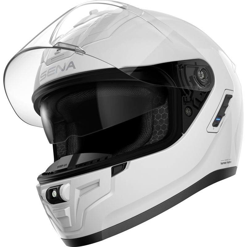 Casco integral de motocicleta SENA con auriculares Phantom, blanco