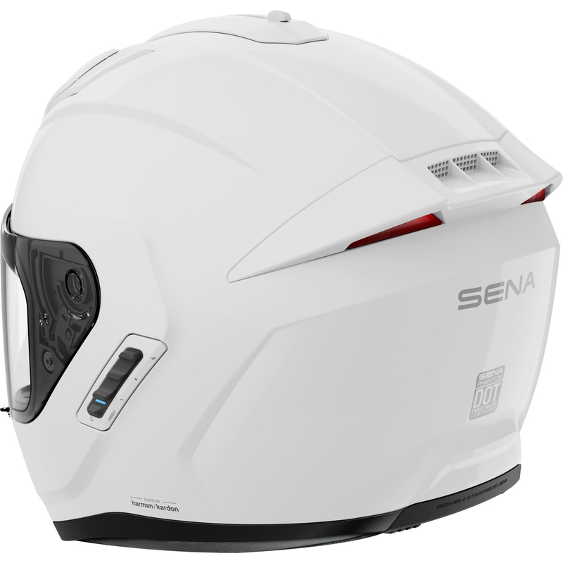 Casco integral de motocicleta SENA con auriculares Phantom, blanco