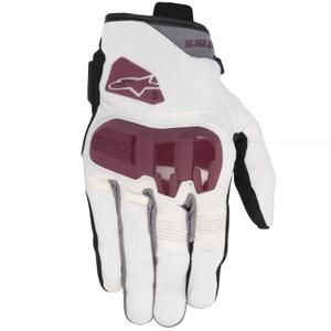 Guantes de moto Alpinestars Chrom V2 para mujer, color blanco roto y morado
