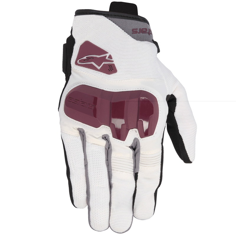 Guantes de moto Alpinestars Chrom V2 para mujer, color blanco roto y morado