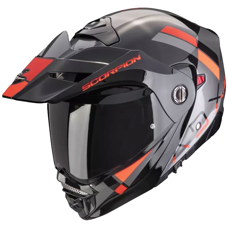 Casco de moto abatible Scorpion ADX-2 GALANE plata-negro-rojo liquidación