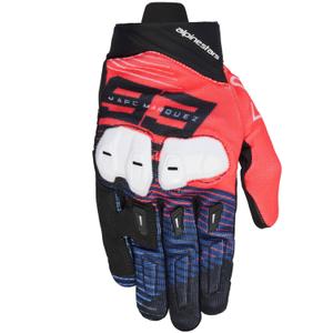 Guantes de moto Alpinestars SP X 1 MM93, colección fluorescente, rojo-azul-negro-blanco