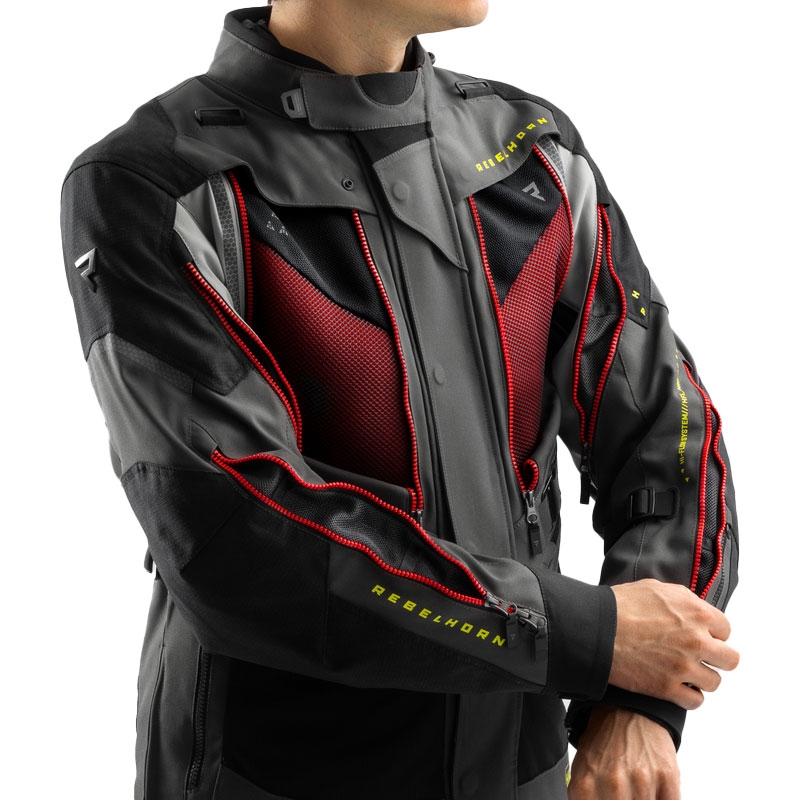 Chaqueta de moto Rebelhorn Hardy 3.0 antracita-gris-amarillo