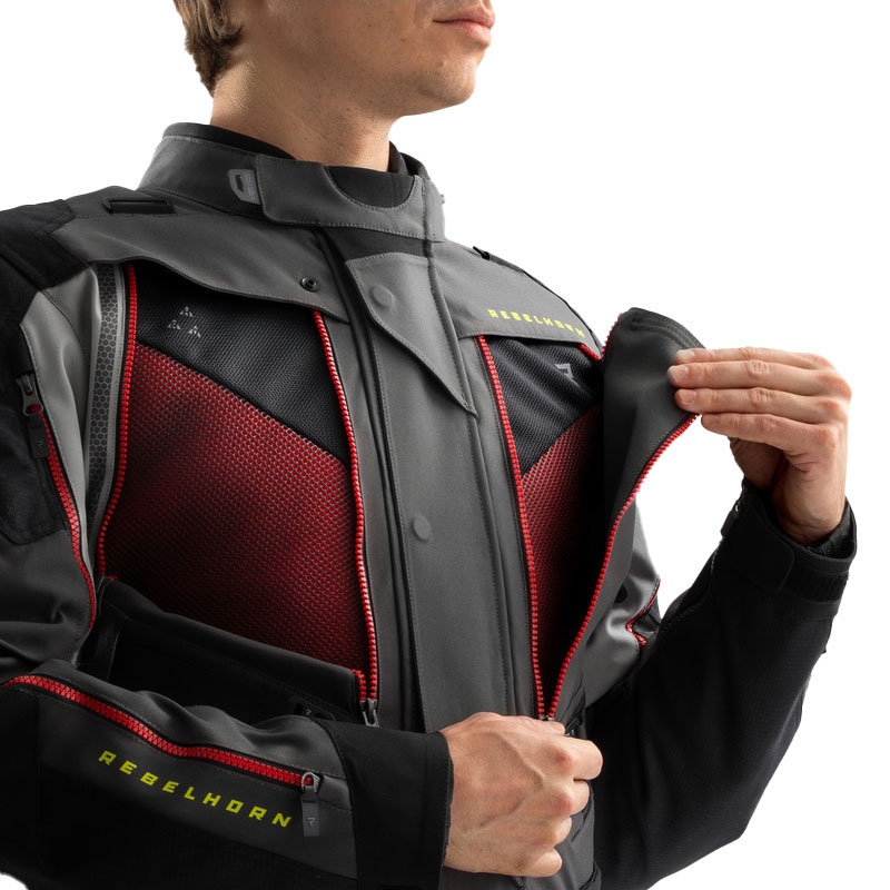Chaqueta de moto Rebelhorn Hardy 3.0 antracita-gris-amarillo