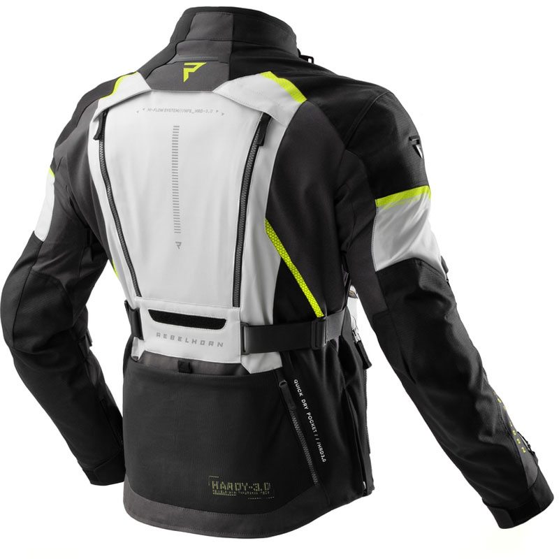 Chaqueta de moto Rebelhorn Hardy 3.0 en negro, gris y amarillo fluorescente
